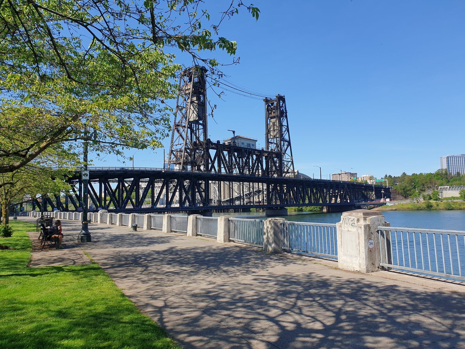 Portland has bridges of many different styles on display: Steel Bridge in the city centre.
