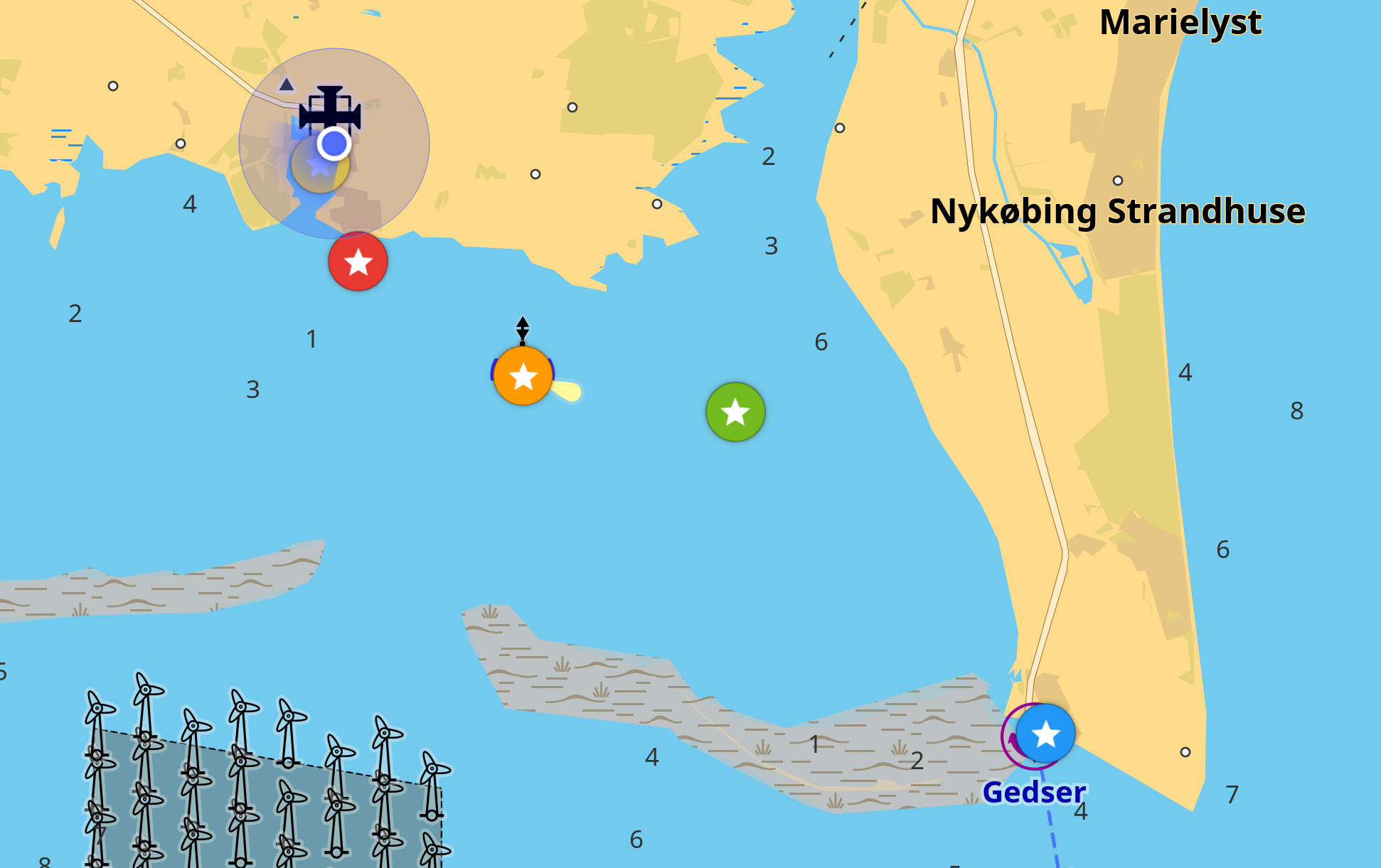 Seekarte von Tag 3: Von Gedser nach Nysted