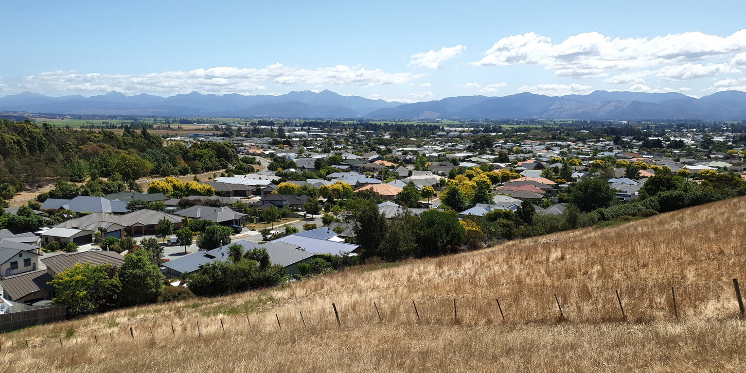 Ausblick auf Blenheim in Marlborough, der größten Weinanbauregion von Neuseeland